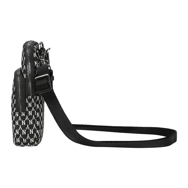 New MLB Nylon Fabric Cell Phone Pouch, Shoulder Bag, Crossbody Bag Mini Unisex Black 32BGDK011-50L