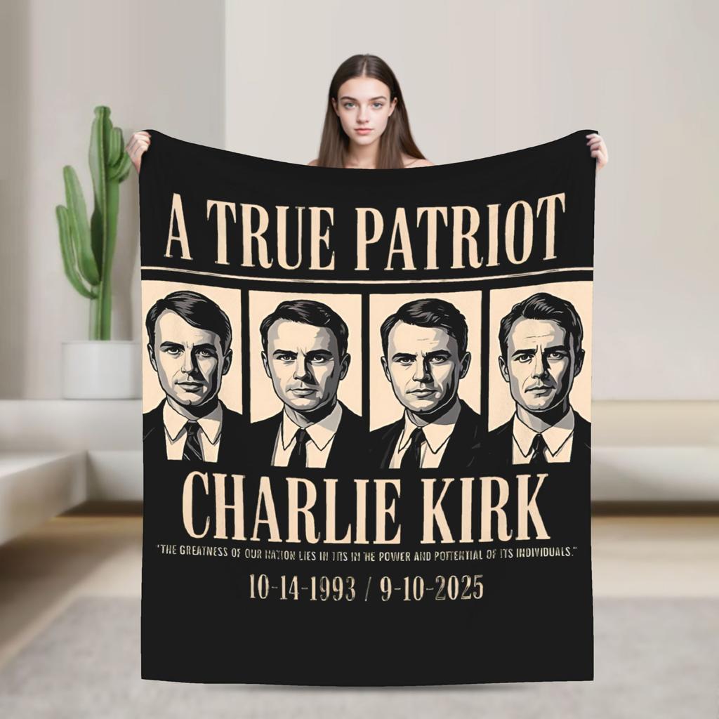 Warme weiche Decken Camping Charlie Kirk Freiheit RIP Überwurfdecke Flanell-Bettüberwurf für draußen Grafische Sofa-Bettdecke