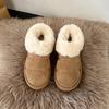 Thick-soled heightening fluffy snow boots for women's new winter leather and fur body piled thick-soled warm bread cotton shoes