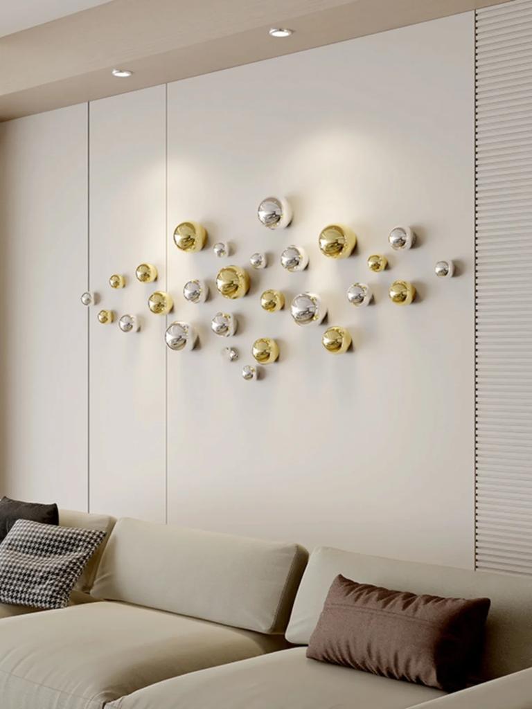 Imitation Stainless Steel Decorative Ball Art Sphere Living Room Wall Decoration Home Accessories Hotel Restaurant Wall Hanging