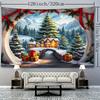 Weihnachts-Feiertags-Wandteppich - Festliches Weihnachtsbaum- und Schneelandschaftsdesign - Gewebter Polyester-Wandteppich für Wohnzimmer, Schlafzimmer und H