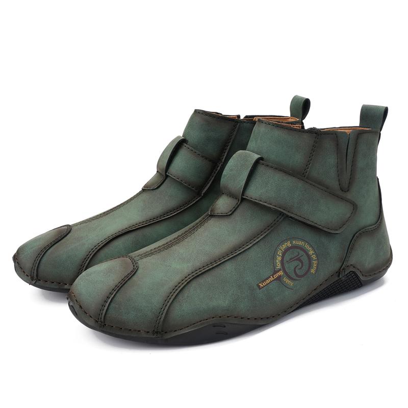 

Осень и Зима Новые Мужские Короткие Ботинки 2025 Британская Классика Ретро Плоская Подошва Хлопковая Обувь Уличная Деловая Спортивная Повседневная Обувь 38 зелёный