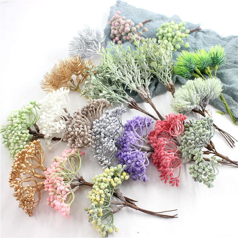 Fake Branches Simulati Leaf Wedding Props Home Artificial Landscaping Pine Needle Berry Hang Frost Flower Tree Branches Leaves