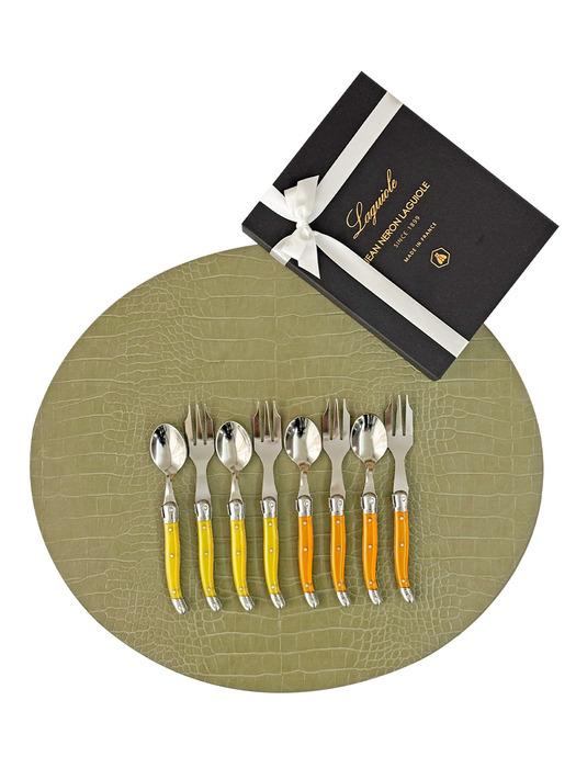 

LAGUIOLE Janneron Laguiole Yellow + Orange Teaspoon & Teafork Set 8p single type