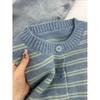 Contrasting Striped Knitted Cardigan Women's Autumn and Winter 2025 New Single-breasted Long-sleeved Sweater Niche Soft Waxy Coat Top