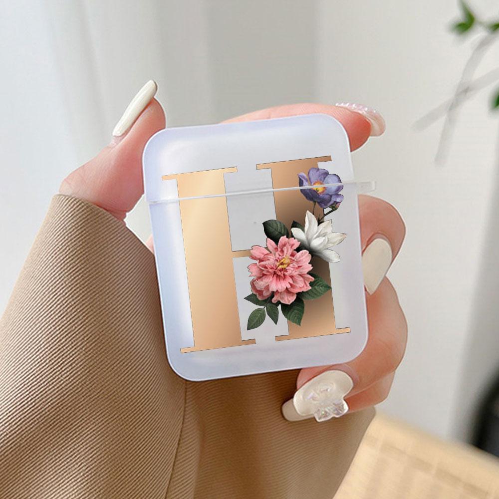 Cute Gold 26 Letters A Z Earphone Case for Airpods 4th 3rd Pro 3 2 Shockproof Cover for Airpod 2 3 1 Protective Accessorie Shell