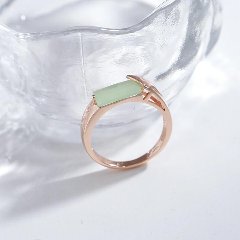 1 Pc Square Cut Mist Green Zircon Rings for Women Golden Color Vintage Fashion Jewelry Personality Rings Gifts