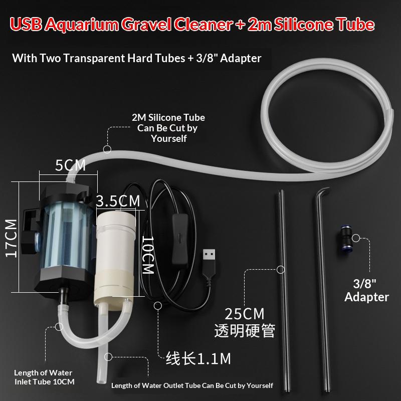 1 Set USB Powered Low Noise Aquarium Pump Portable 280GPH Aquarium Water Changer Fish Tank Cleaning For Aquarium