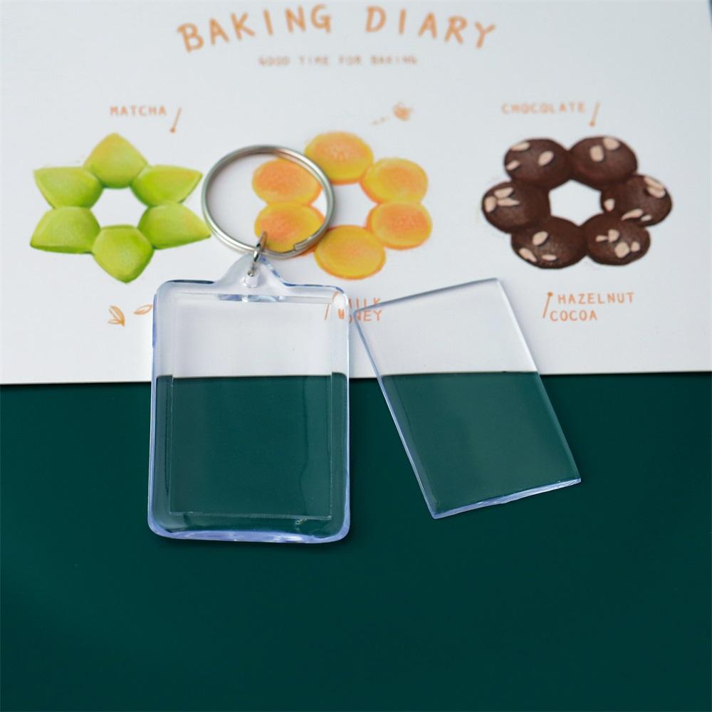 2-5Pcs/Pack Transparent Rectangle Blank Acrylic Insert Keychain Photo Picture Frame Keyring Holder DIY Split Ring KeyChain Gift