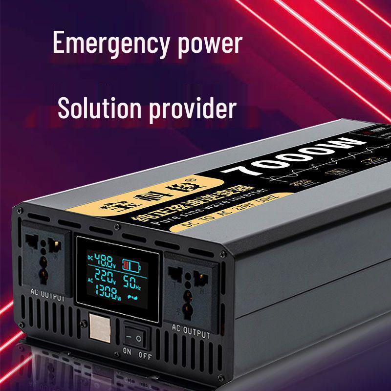 High-Power Pure Sine Wave Car Inverter: 12V/24V to 220V for Vehicle and Household Battery Conversion