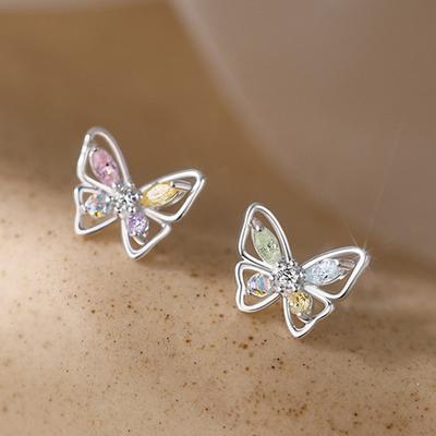 Orecchini a bottone a spirale con farfalla lucida per unghie in zircone per orecchio per donne Ragazze Festa di nozze Nuovi gioielli regalo