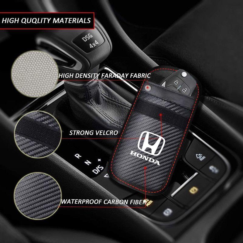 ARD1 Carbon Fiber Car Key Case Signal Blocker Bag RFID Shielding Pockets For Honda Civic Accord CR-V Fit Jazz Odyssey Vezel Pilot HRV