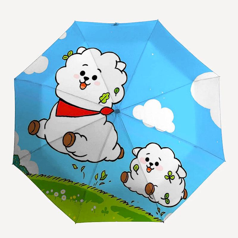 1pc Outdoor Umbrella with Cute Cartoon Sheep Design - Automatic Opening & Closing, Portable 3-Fold Design, Iron Frame, Perfect Gift for Fans, Tra