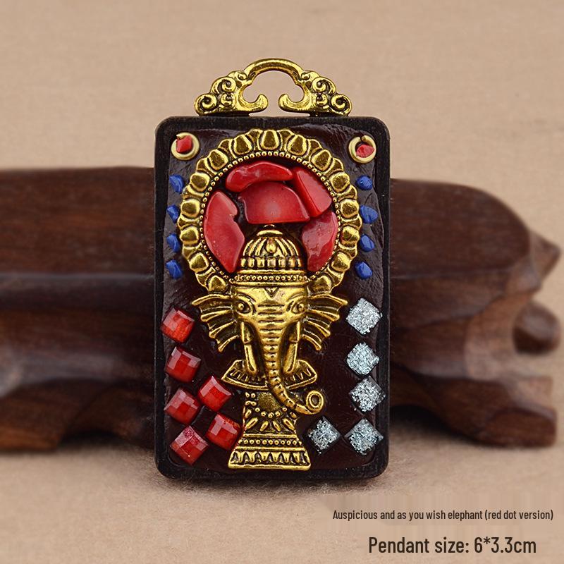 Ebony Tangka Necklace with Ethnic Na Fu Pendant - Buddha Amulet for Men & Women