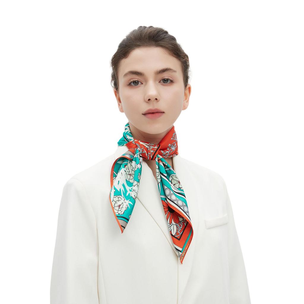 Youpin spring, summer and autumn headscarf antibacterial, anti-wrinkle and antistatic double-sided printed silk scarf square scarf