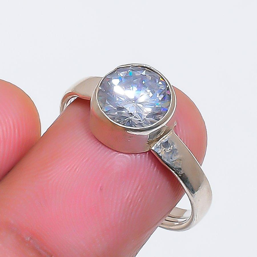 Natural White Topaz Gemstone 925 Sterling Silver Jewelry Ring Size 6.5 ZS-1680