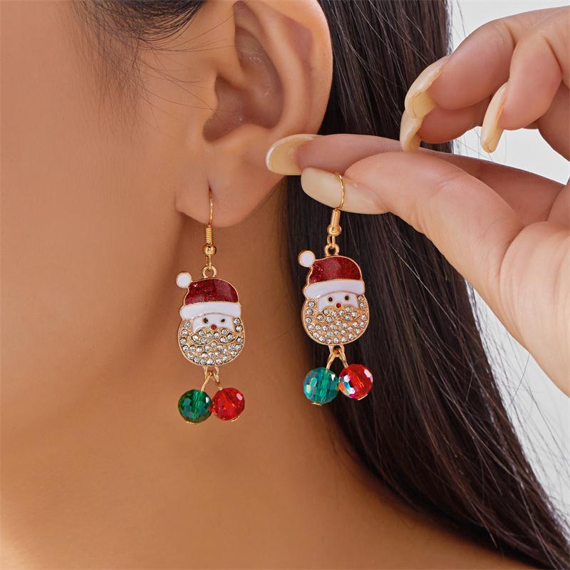 

Christmas Cartoon Santa Zircon Drop Earrings for Women Funny Snowman Hat Rhinestone Earring Fashion New Year Party Jewelry Gift
