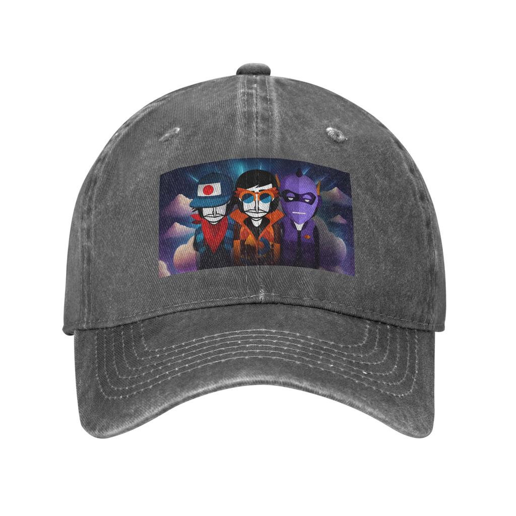 Incredibox Music Video Game Washed Denim Cap Casual Baseball Caps Adjustable Hat Summer Unisex Baseball Hats
