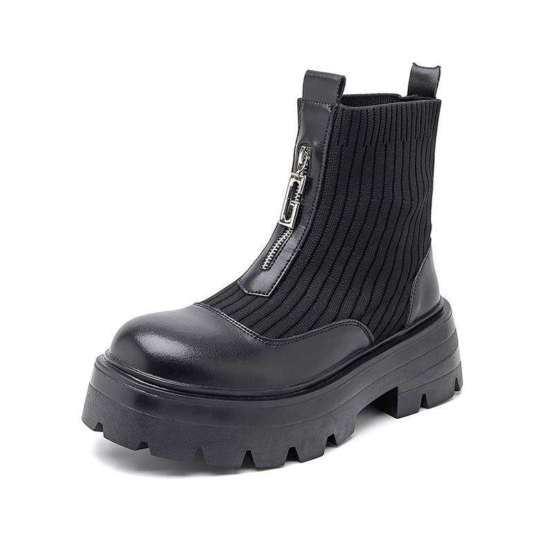 

Модная обувь на толстой подошве мужская мода уличный британский стиль повседневная вечеринка ежедневный ночной клуб черно-белая обувь увеличивающая рост 38 чёрный