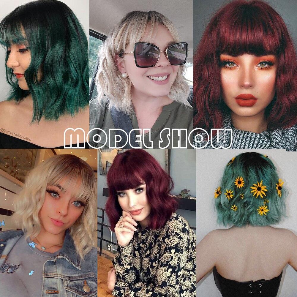 MISSQUEEN Trumpi Bob Banguoti Plaukai Miškas tamsiai žalias atspalvis blondinas iki pečių slyva moterims Halloween Cosplay sintetinis pluoštas