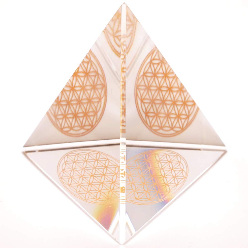 Luxury Handmade Crystal Flower of Life Triangle Pyramid Orgonite Original Purifying Healing