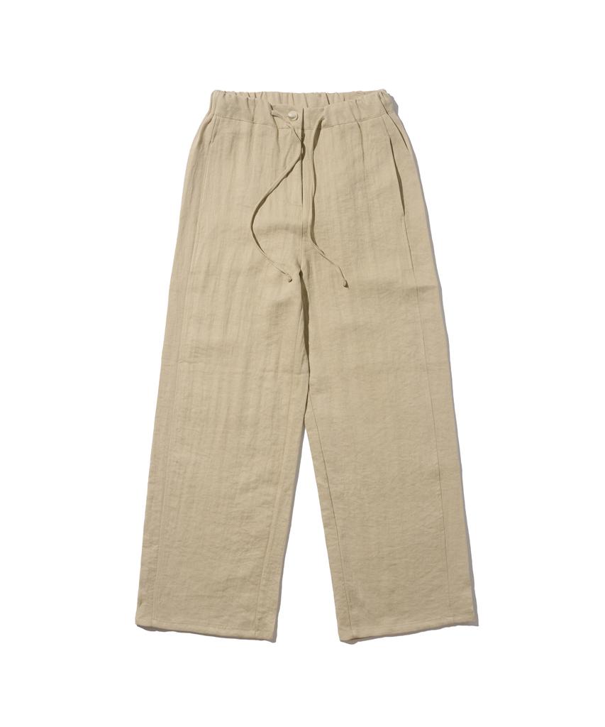 Cargo Bros For Woman Airy Linen Wide Elastic Pants (Beige)