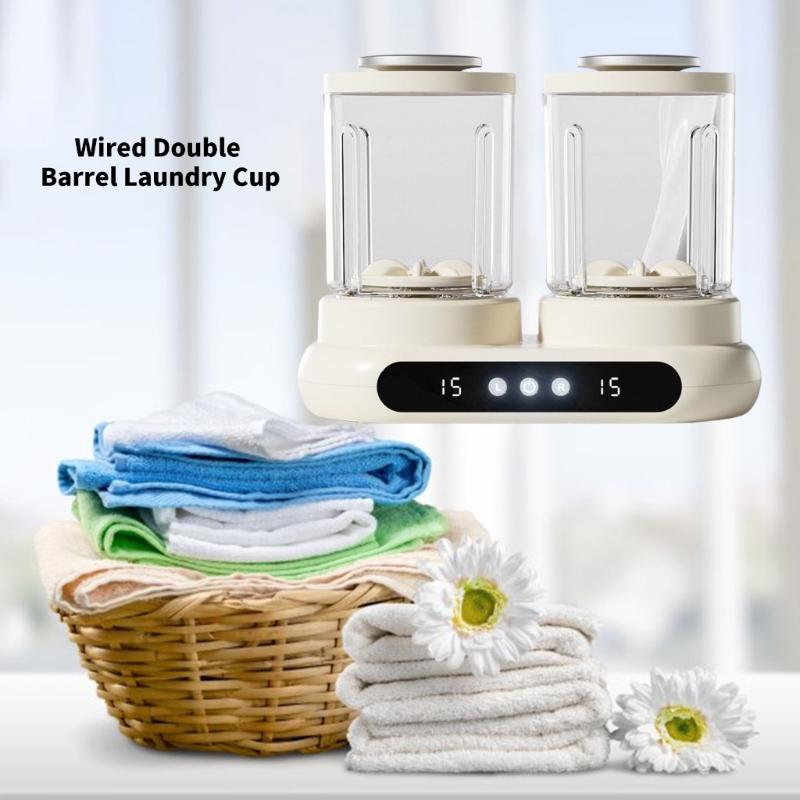 Double Bucket Laundry Cup 2L Large Capacity Independent Control for Underwear Socks Washing Low Noise Home Appliance