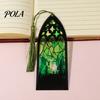 Decorative Book Accessory Stained Glass Art Acrylic Bookmark, Halloween Dark Aesthetic Mark, Transparent Bookmark Page Marker with Tassel, Gifts