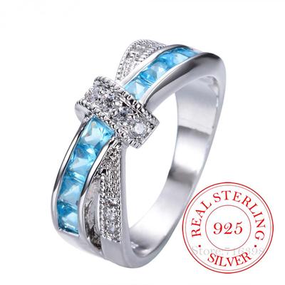 925 Sterling Silver Jewelry Vintage Purple Crystal Couple's Wedding Silver Rings for Women Men Fashion
