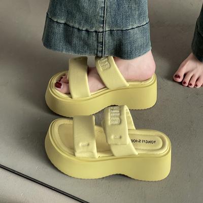 Fashion Tribe Klettverschluss-Plateausandalen in Blau, Damen-Oberbekleidung Sommer 2025, neue rutschfeste Strandschuhe, Hausschuhe