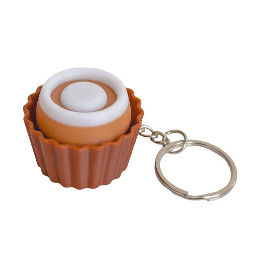3D-gedruckter Dessert-Klicker-Schlüsselanhänger Stressabbau Cupcake-Dekompressionsknopf Fidget-Schlüsselring Tasche Rucksack Geldbörse Anhänger