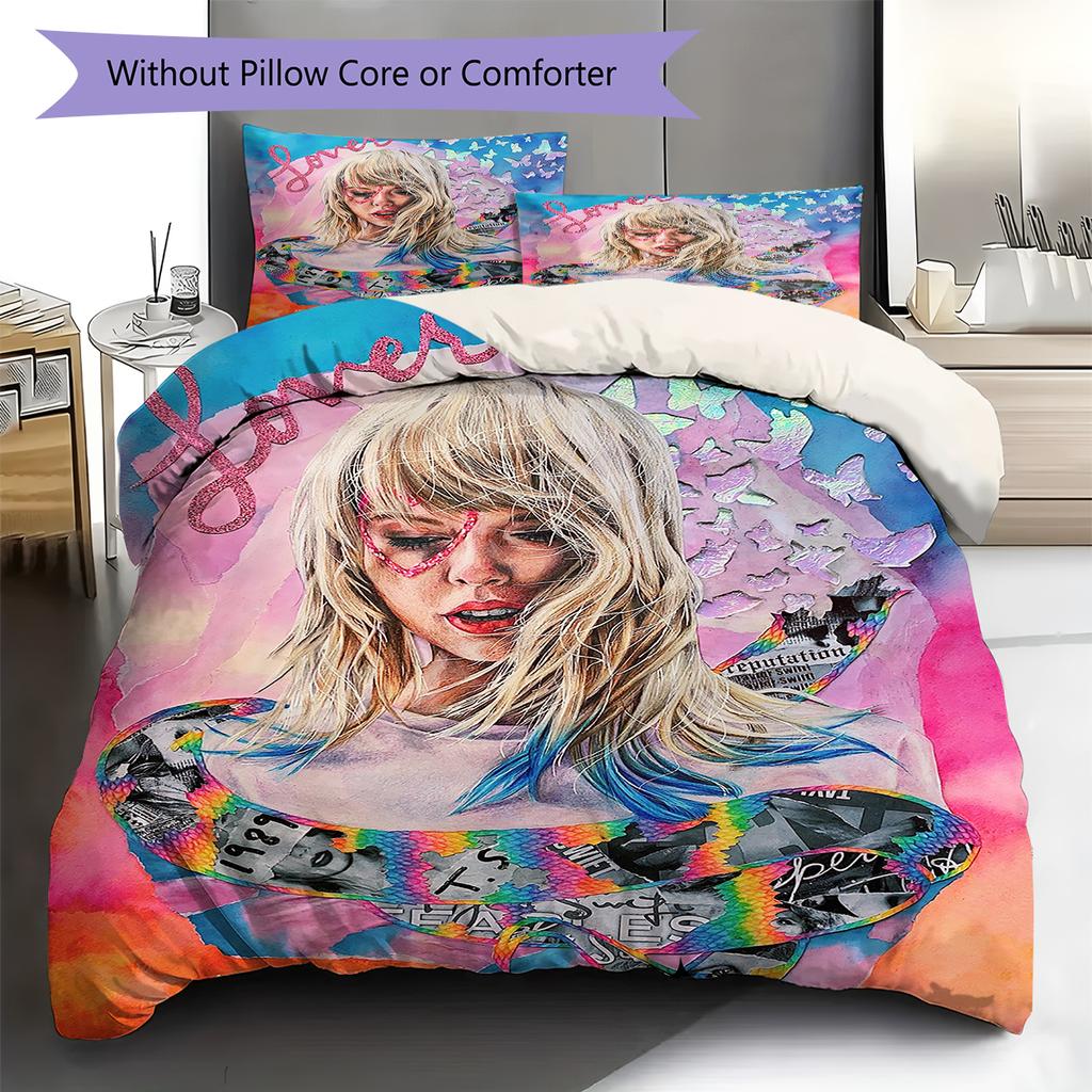 Taylor Pattern Bedding,Quilt Set Quilt Cover Pillowcase Home Birthday Gift (1 * Duvet Cover + 2 * Pillowcase, Without Core)