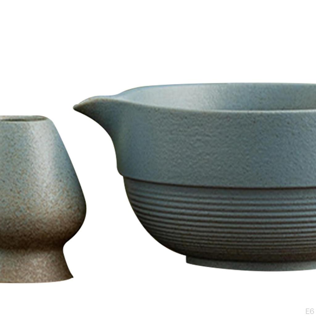 Matcha Set Keramikschale mit Ausguss für Teeliebhaber Tragbar Robust Sieb Besenhalter Zeremonie