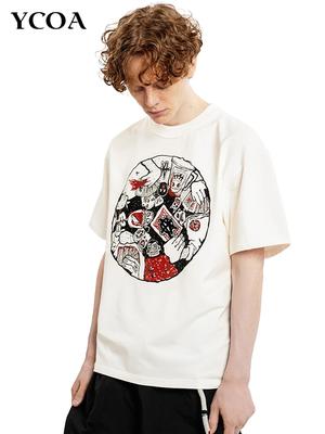 Mens TShirt Graphic Oversized Gothic Harajuku Korean Fashion Cotton Short Sleeve Tops Y2k Streetwear Unisex Clothing