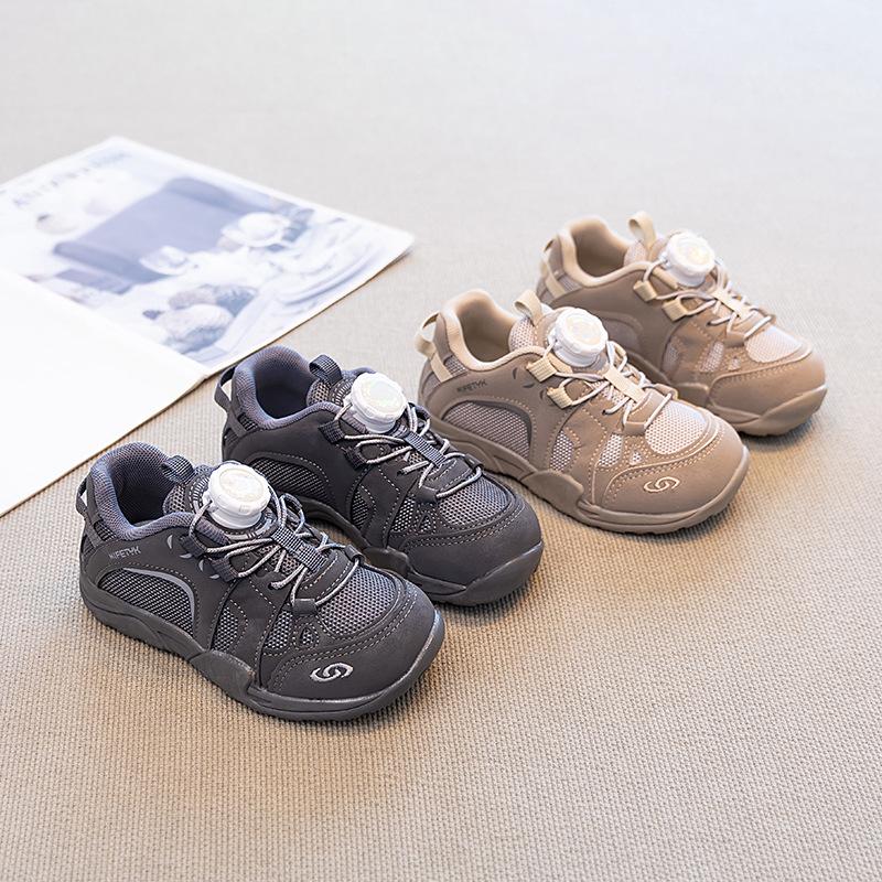 Knob Shoes Children's Sports Shoes Autumn Mesh Breathable Boys Dad Shoes Button Girls Sports Shoes Soft Sole Classmates