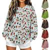 Women's Christmas Print Sweatshirt Trendy Casual Long Sleeve Neck Pullover Top for Holiday