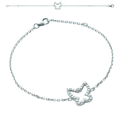 [L6336] - Armband Silber 'Schmetterling' weiß