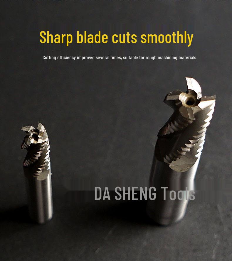 High-Speed Steel Helical Flute Roughing End Mill with Extended Straight Shank