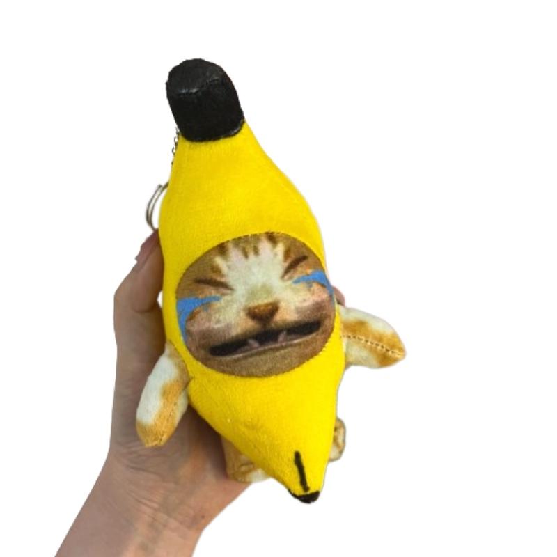 Cute And Soft 20cm Banana Cat Plush Keychain With Sound