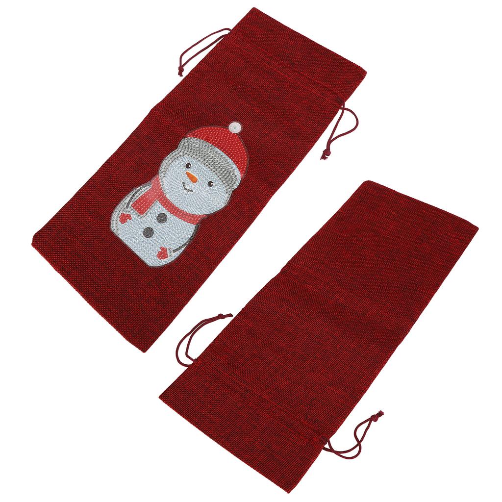 Wine Bag Red Wine Color Diamond Drawing Burlap Wine Bottle Bag Christmas Party Gift