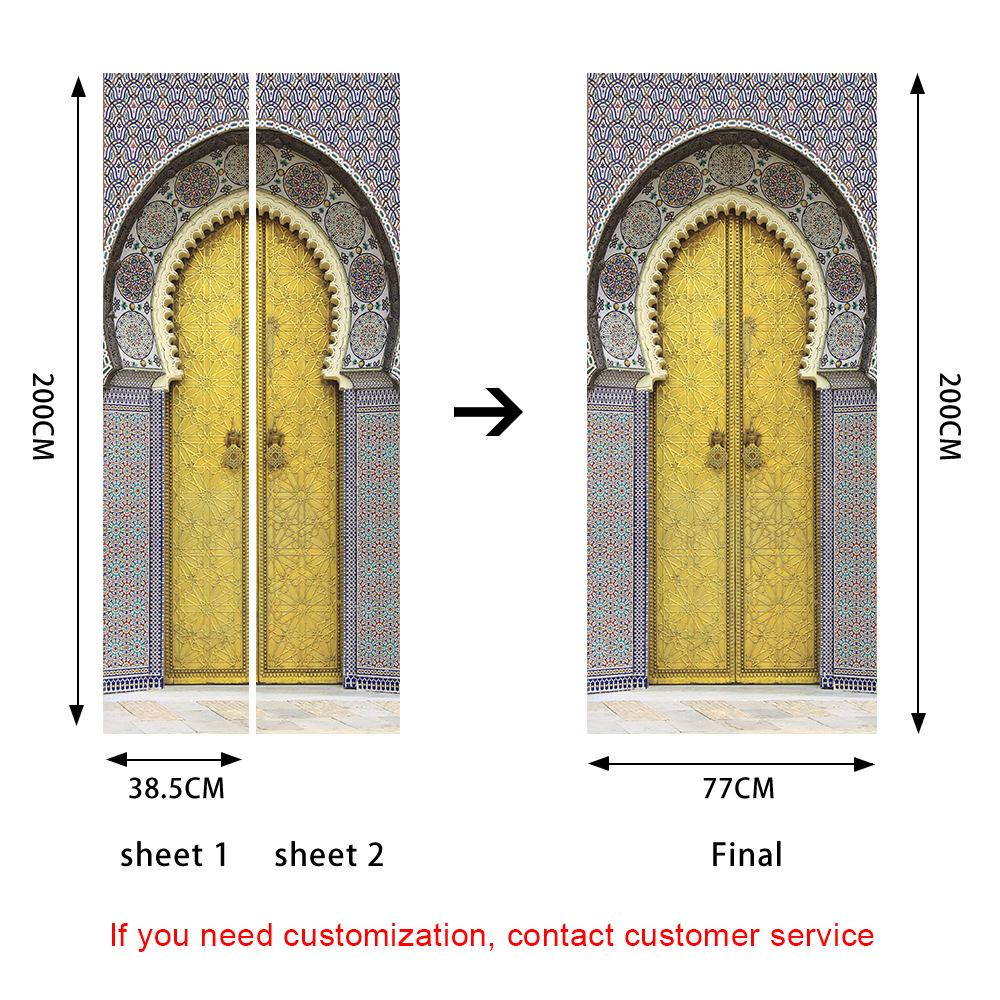 

Muslim Arabic Door Stickers Allahu Islamic Wallpaper Bedroom Bathroom Sliding Door Wall Stickers Living Room Door Decor Decals (as the picture,38.5 200cm(2pcs))