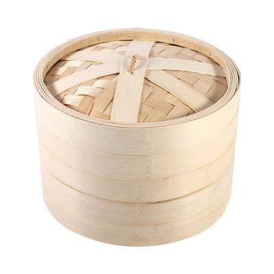 Coș de bambus pentru aburi cu 2 etaje, chinezesc, natural, pentru gătit orez, alimente, cu capac, nou(22cm)
