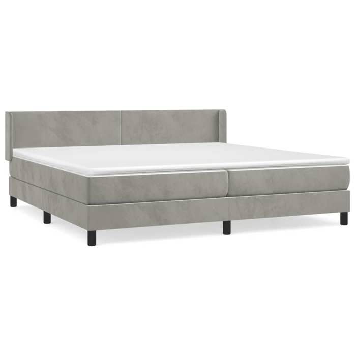 3130859 vidaXL Divan-lit Et Matelas Gris Clair 200x200cm Velours