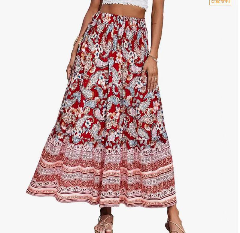 Bohemian High-Waisted Long Printed Skirt for Women - Casual Beachwear