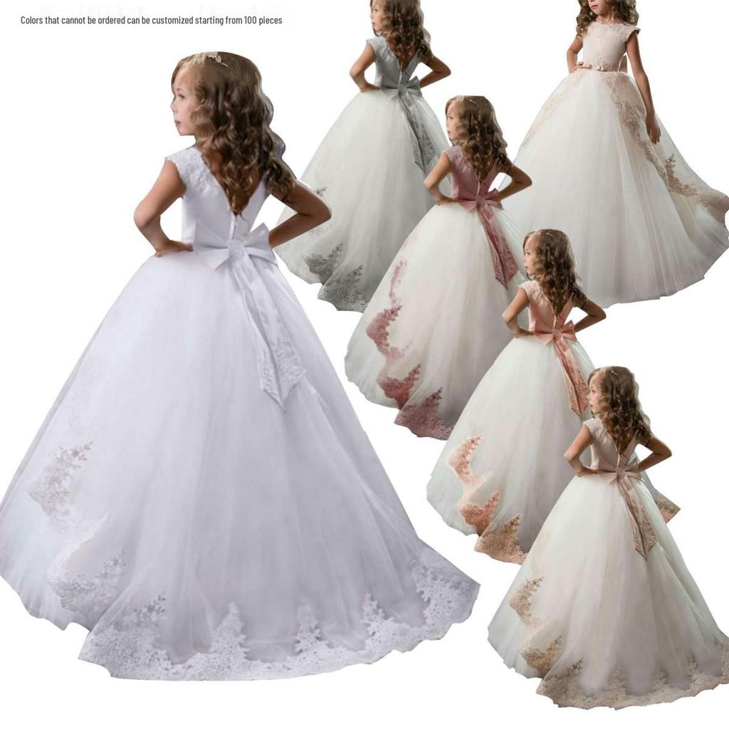 White Flower Girl Princess Wedding Dress - Elegant Kids' Formal Wear