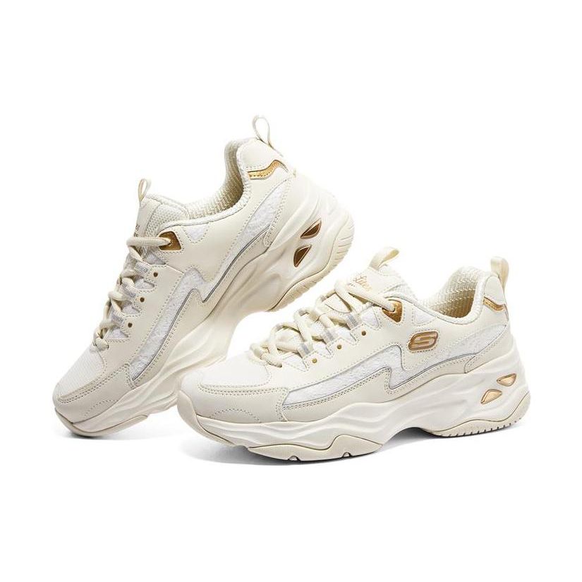 Skechers DLites 4.0 Schnürung Bär Mesh Leder Dicke Sohle Stoßdämpfend Langlebig Erhöhte Höhe Niedriger Schaft Dad Sneaker Damen Sneaker Off-White 896147-OFWT