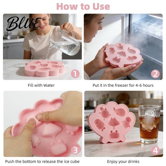 Homemade Chocolate Mold Ocean Animal Silicone Ice Cube Tray with Lid 6-Cavity Food-Grade for Cute Molds Whale Turtle Penguin Shapes Easy-Release