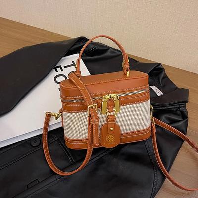 Premium Handbag Bag Women's New Fashion Contrasting Color Splicing Box Bag Casual Simple Small Square Bag