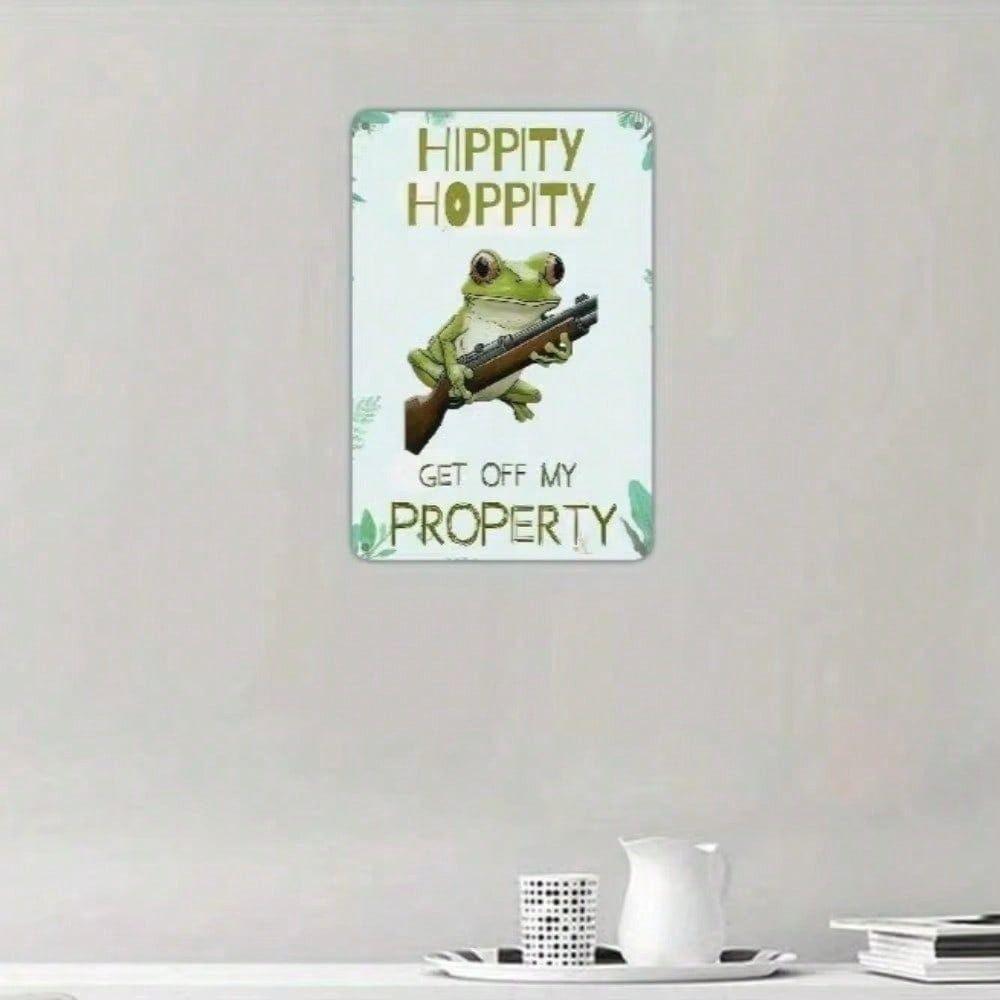 Frog Sign Get Off My Property Metal Plate for Home Garage and Yard