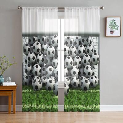 Football Goal Grass Chiffon Sheer Curtains For Living Room Home Decoration Window Voile Tulle Curtain Drapes